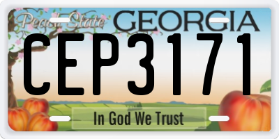 GA license plate CEP3171