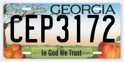 GA license plate CEP3172