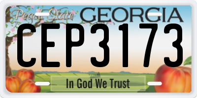 GA license plate CEP3173