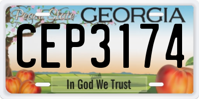 GA license plate CEP3174
