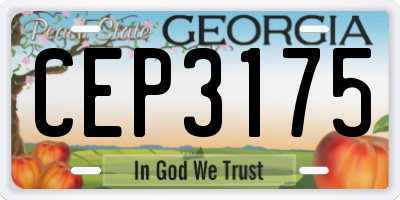 GA license plate CEP3175