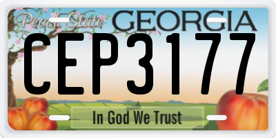 GA license plate CEP3177