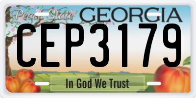 GA license plate CEP3179