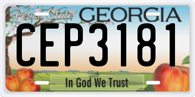 GA license plate CEP3181