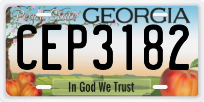 GA license plate CEP3182
