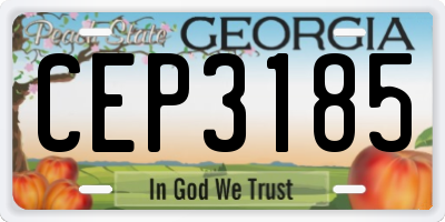 GA license plate CEP3185