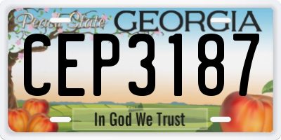 GA license plate CEP3187
