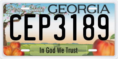 GA license plate CEP3189