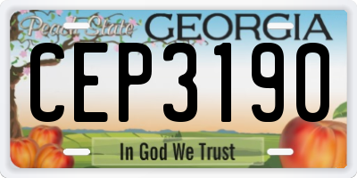 GA license plate CEP3190