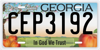 GA license plate CEP3192