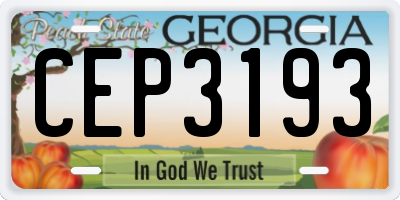 GA license plate CEP3193