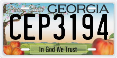 GA license plate CEP3194