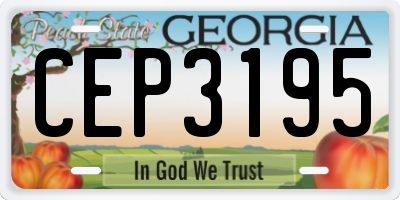 GA license plate CEP3195
