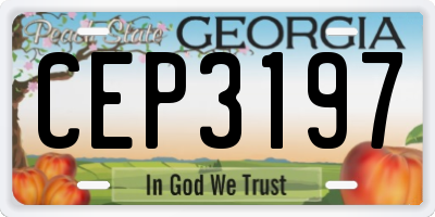 GA license plate CEP3197