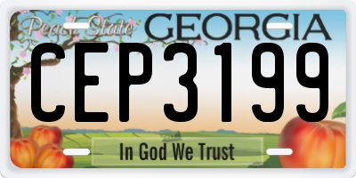 GA license plate CEP3199