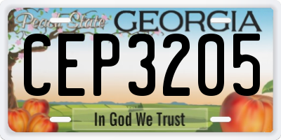GA license plate CEP3205