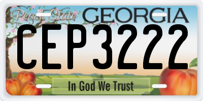 GA license plate CEP3222