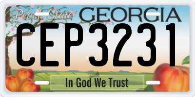 GA license plate CEP3231