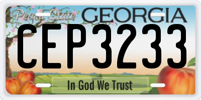 GA license plate CEP3233