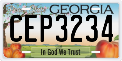 GA license plate CEP3234