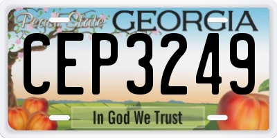 GA license plate CEP3249