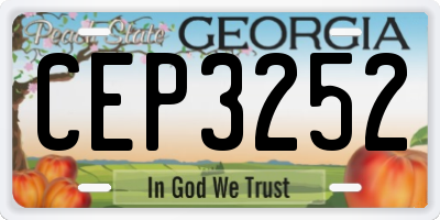 GA license plate CEP3252