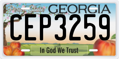 GA license plate CEP3259