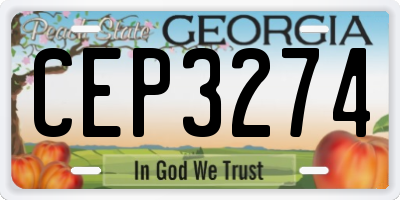 GA license plate CEP3274