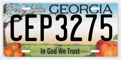 GA license plate CEP3275