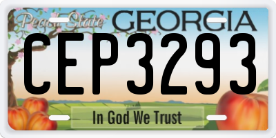 GA license plate CEP3293