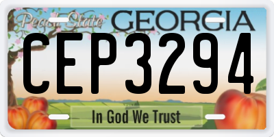 GA license plate CEP3294