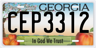 GA license plate CEP3312