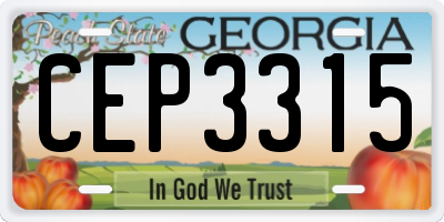 GA license plate CEP3315