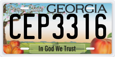 GA license plate CEP3316