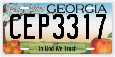 GA license plate CEP3317