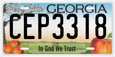 GA license plate CEP3318