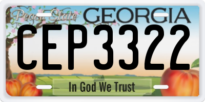 GA license plate CEP3322