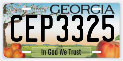 GA license plate CEP3325