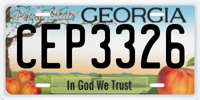 GA license plate CEP3326