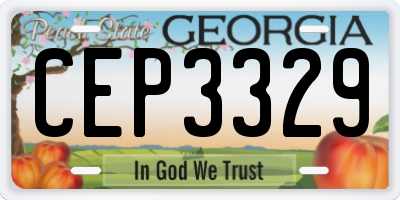 GA license plate CEP3329
