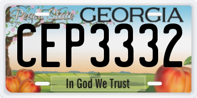 GA license plate CEP3332