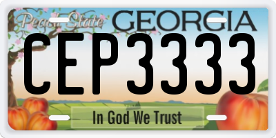 GA license plate CEP3333