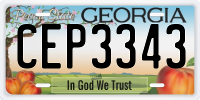 GA license plate CEP3343