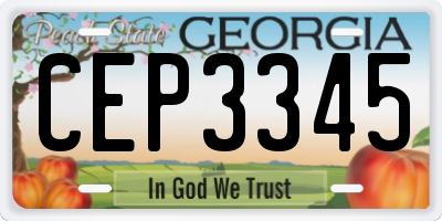 GA license plate CEP3345