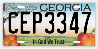 GA license plate CEP3347