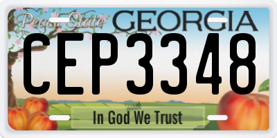 GA license plate CEP3348