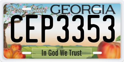 GA license plate CEP3353
