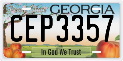GA license plate CEP3357