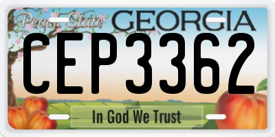 GA license plate CEP3362