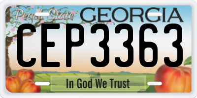 GA license plate CEP3363